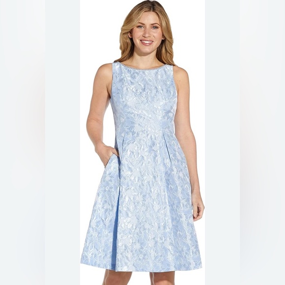 Adrianna Papell Light Blue Floral Midi Dress - Picture 2 of 3